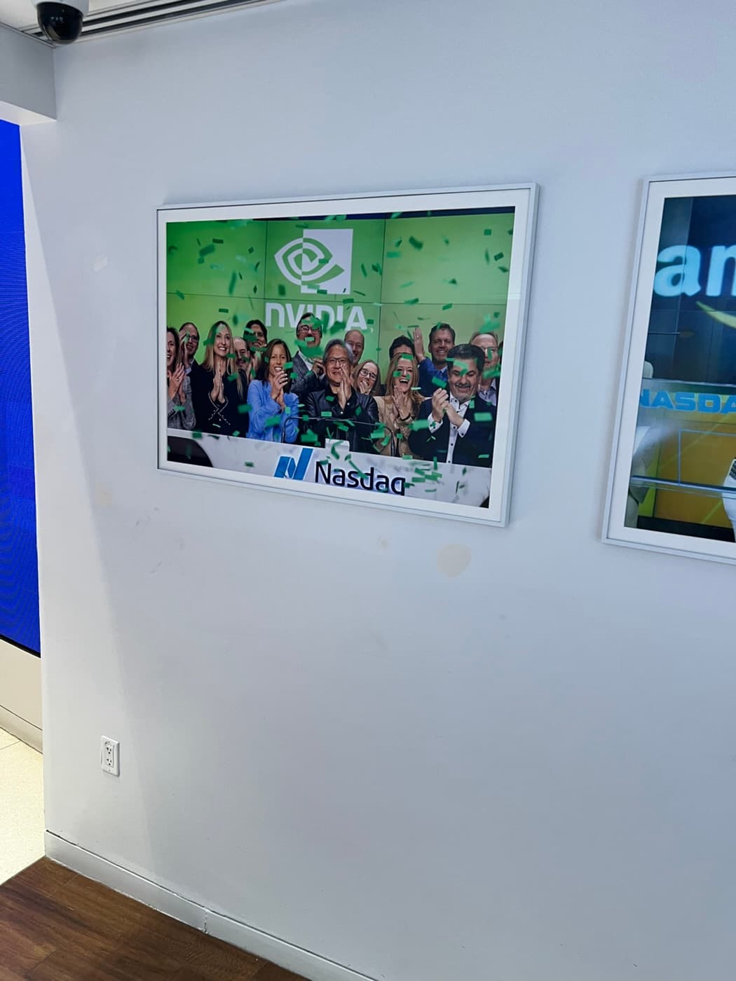 Framed photo of the NVIDIA bell ringing at Nasdaq