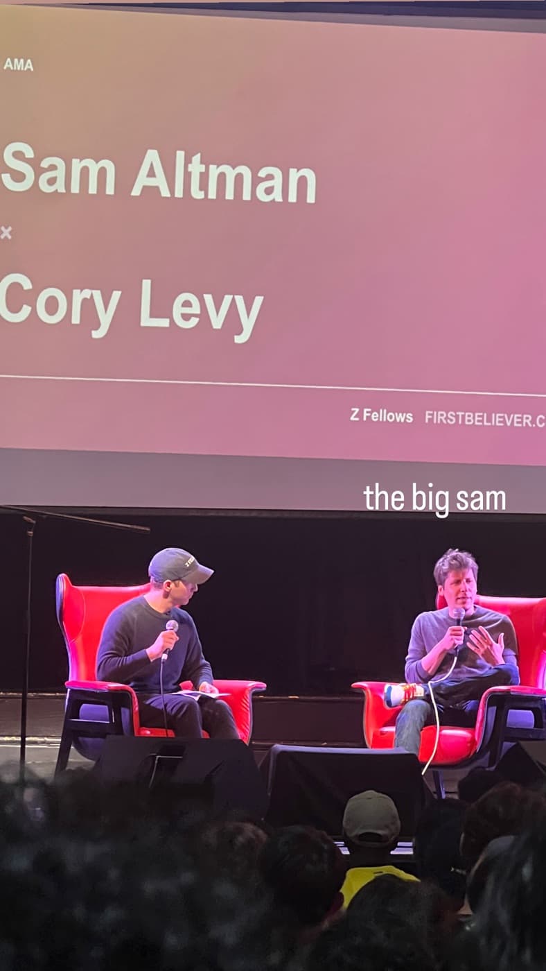 Sam Altman and Cory Levy at a Z Fellows AMA